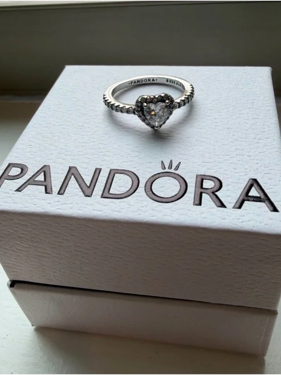 Pandora Silver Heart Ring with Clear Stones - Silver/White - Picture 2 of 2